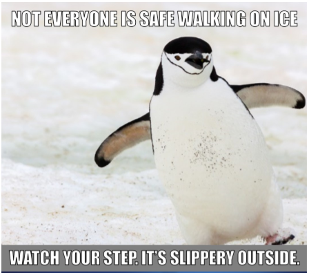Slipping on ice warning
