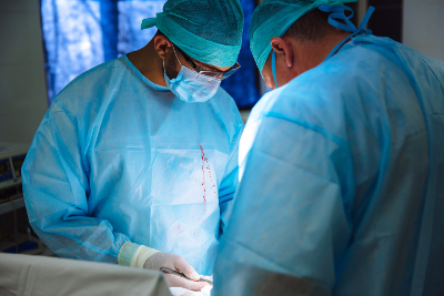 Sugeons in an operating theatre