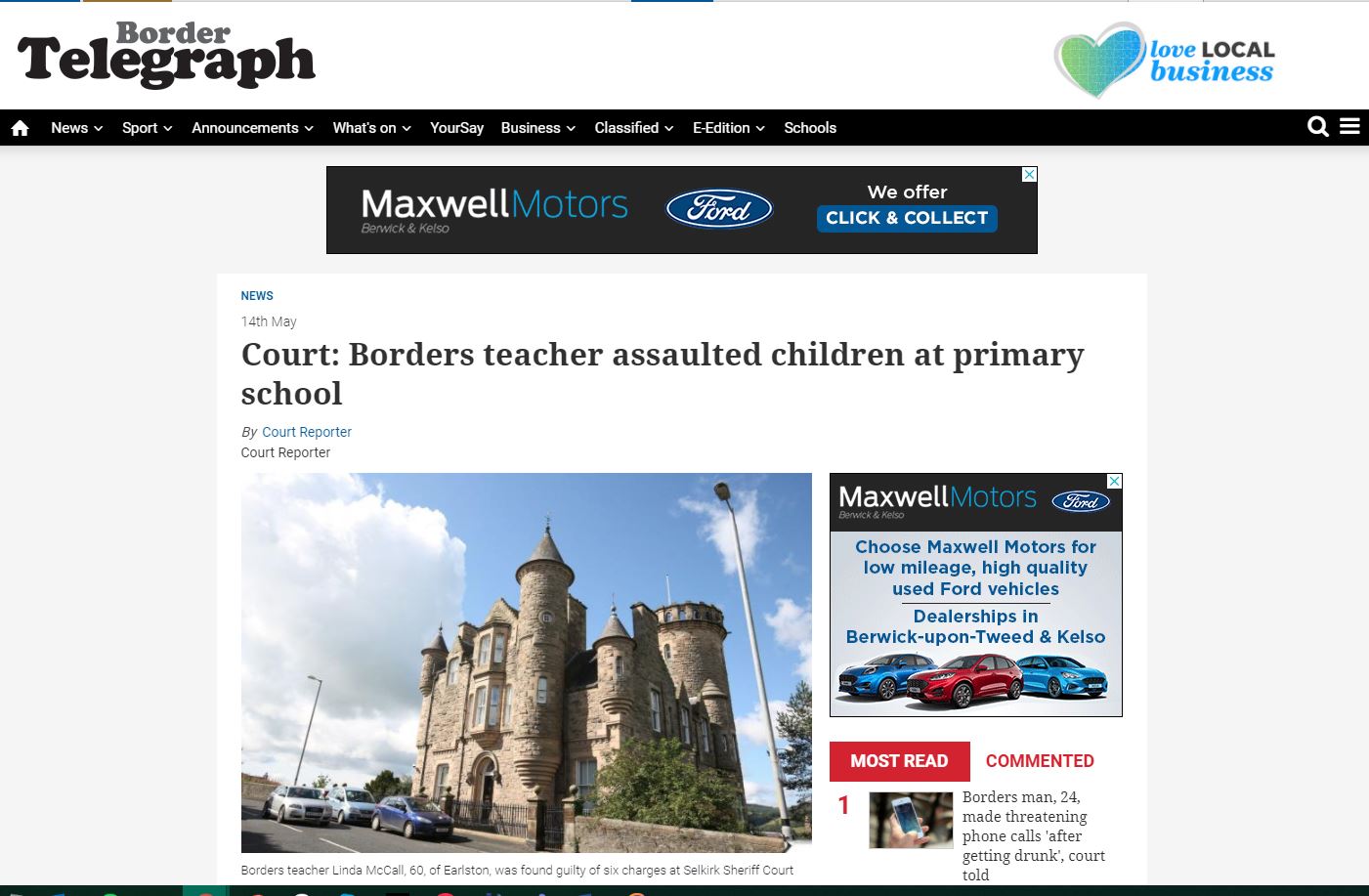 The Border Telegraph - Teacher Assault