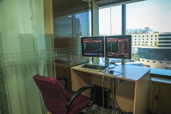 Office desk with monitors